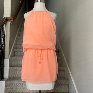 Saylor Sz M Peach Adjustable Halter Neck Top